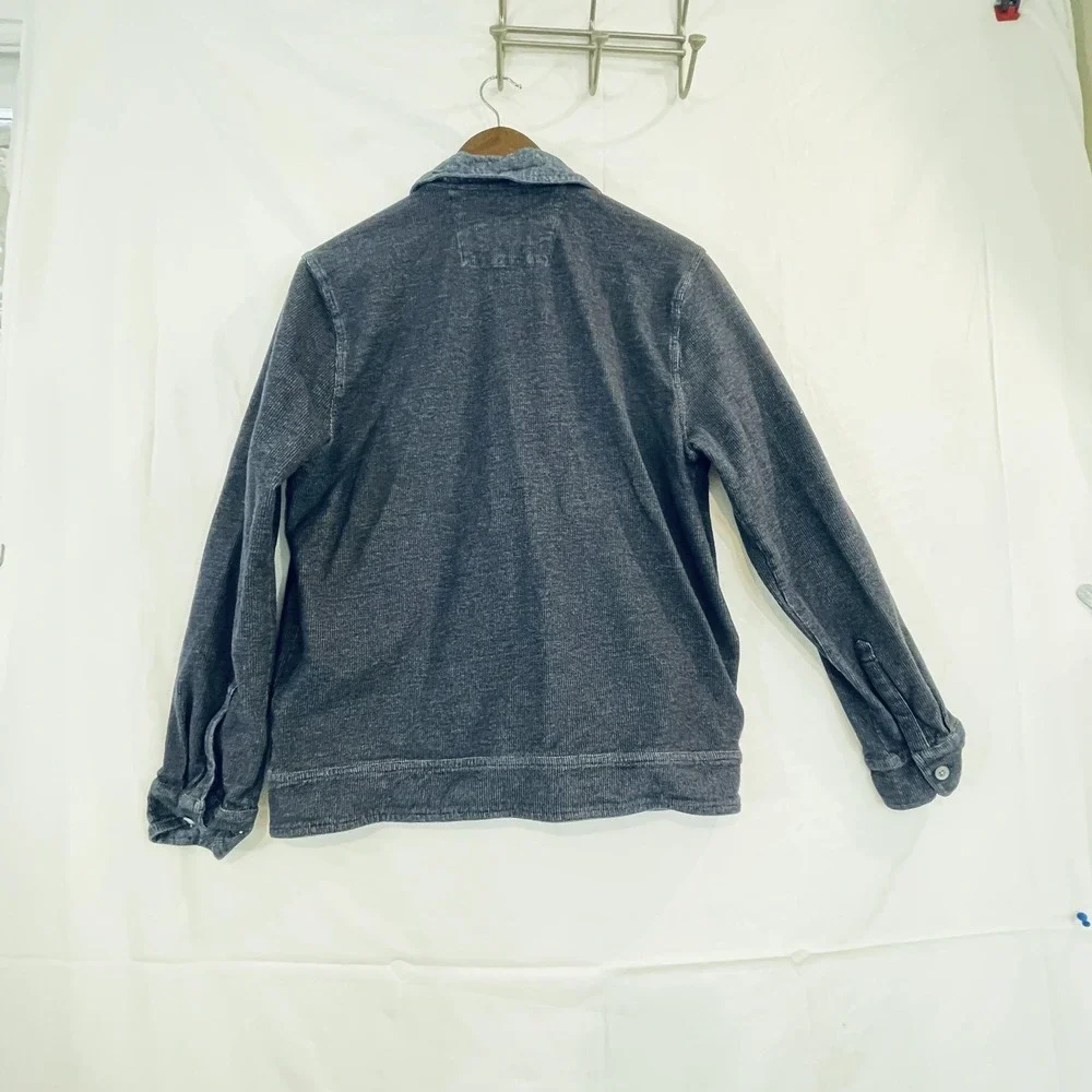 Banana Republic Jacket Mens Large Blue Knit‎ Bomber Full Zip Chest Pocket Casual